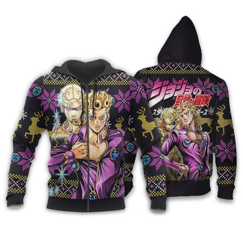 Divesart - Giorno Giovanna Ugly Christmas pusero ja huppari Custom Anime Jojo's Bizzare Adventure -joululahjat